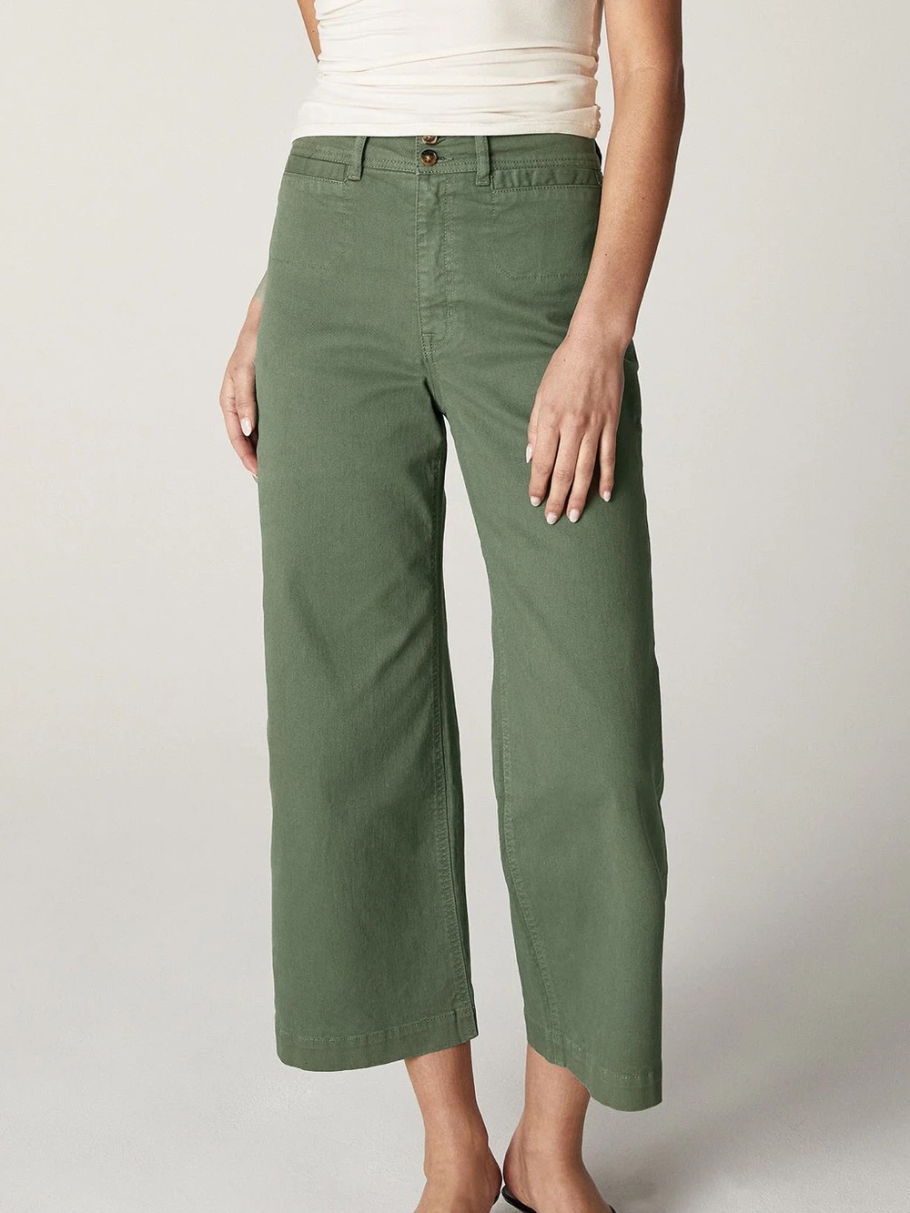 Unpublished High Rise Mod Sailor Gemma Cropped Olive Green Jeans size 26
